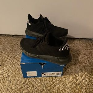 Adidas black athletic shoes